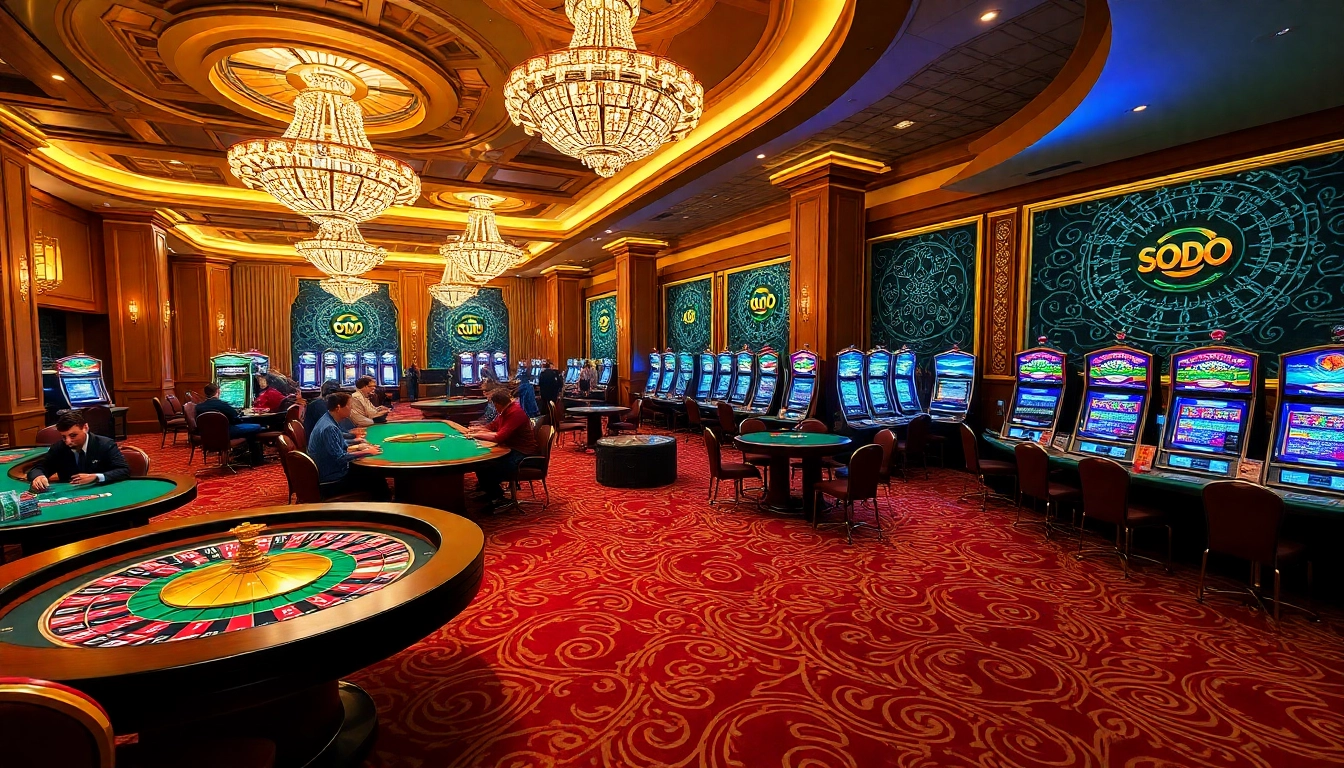 SODO CASINO patrons enjoying an exciting game of roulette with vibrant surroundings.