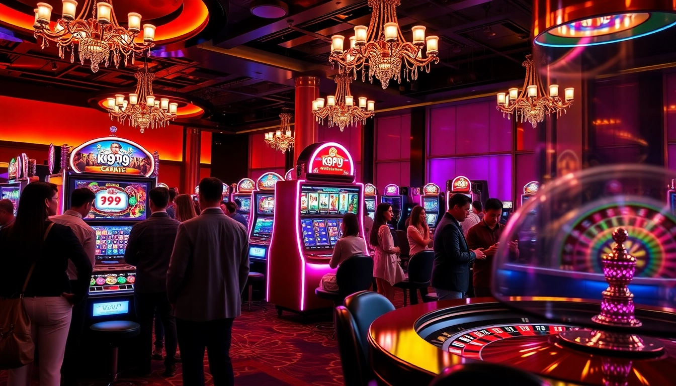 K9K9 game slot machine engaging enthusiastic players in a luxurious casino.