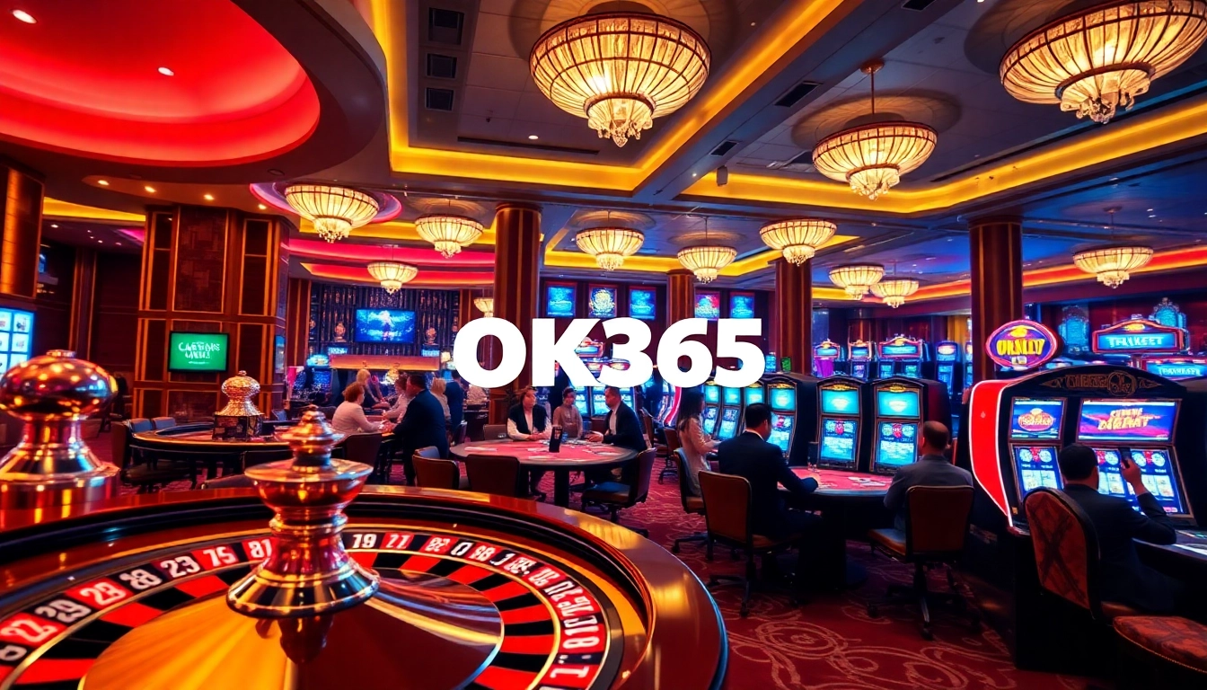 Experience high-stakes gaming with OK365 in a vibrant and luxurious casino setting.