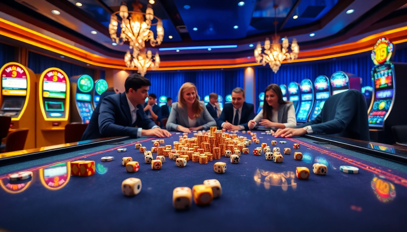 K9K9 game action at a luxurious casino with players engaged and vibrant gaming elements.