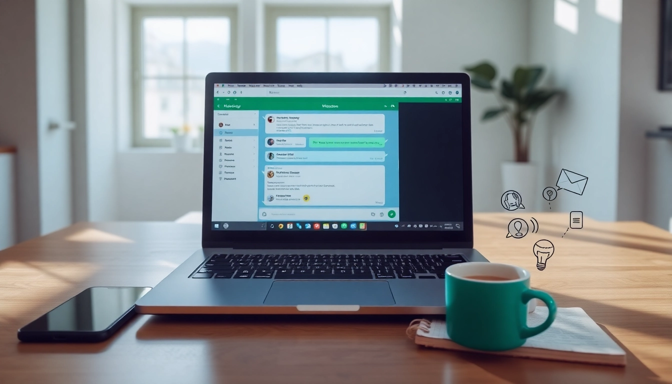 展示快连官网功能的 WhatsApp Web 界面，适用于现代工作环境。