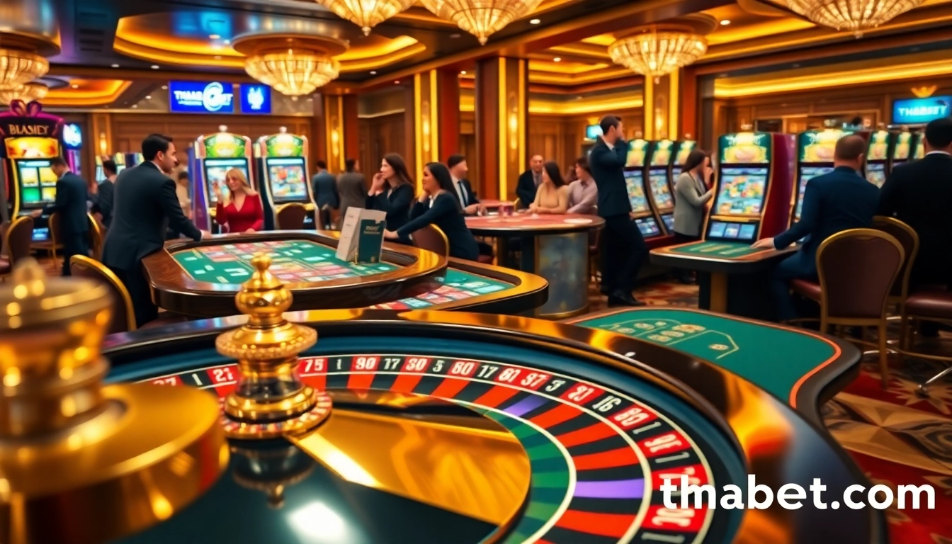 Experience high-stakes gaming excitement at thabet.com with vibrant casino tables and thrilling roulette action.