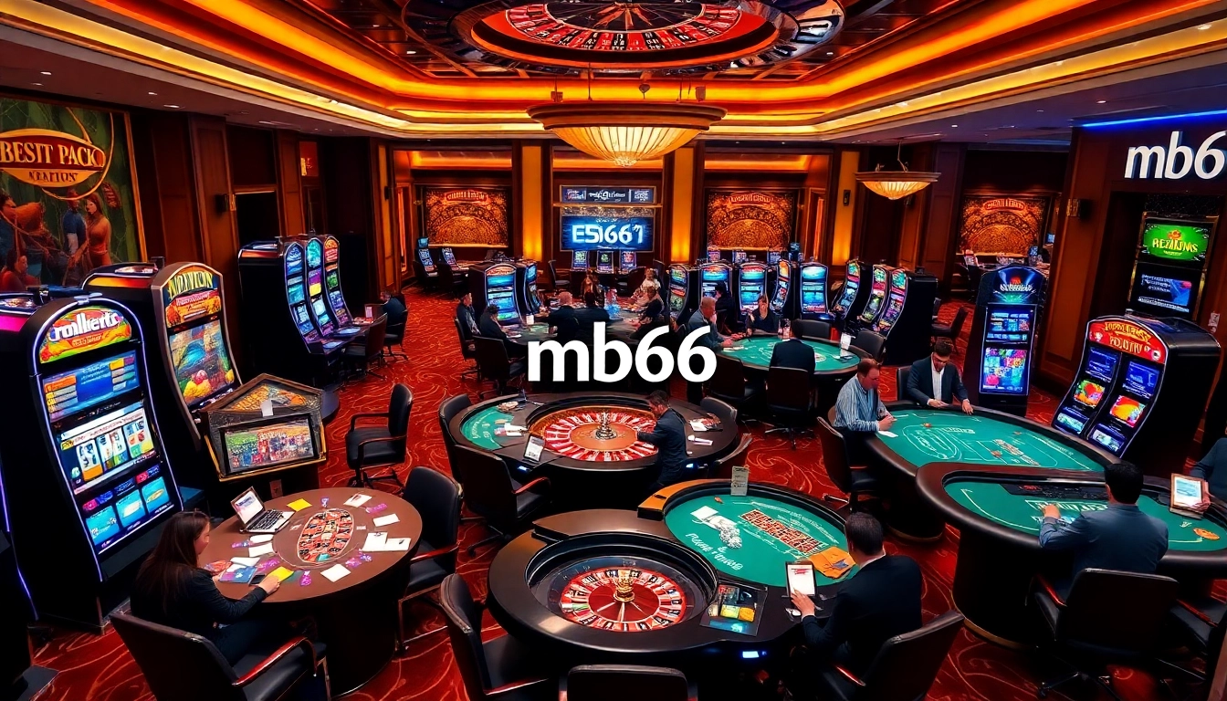 Experience the thrill of gaming at mb66's elegant casino with vibrant tables and exciting action.