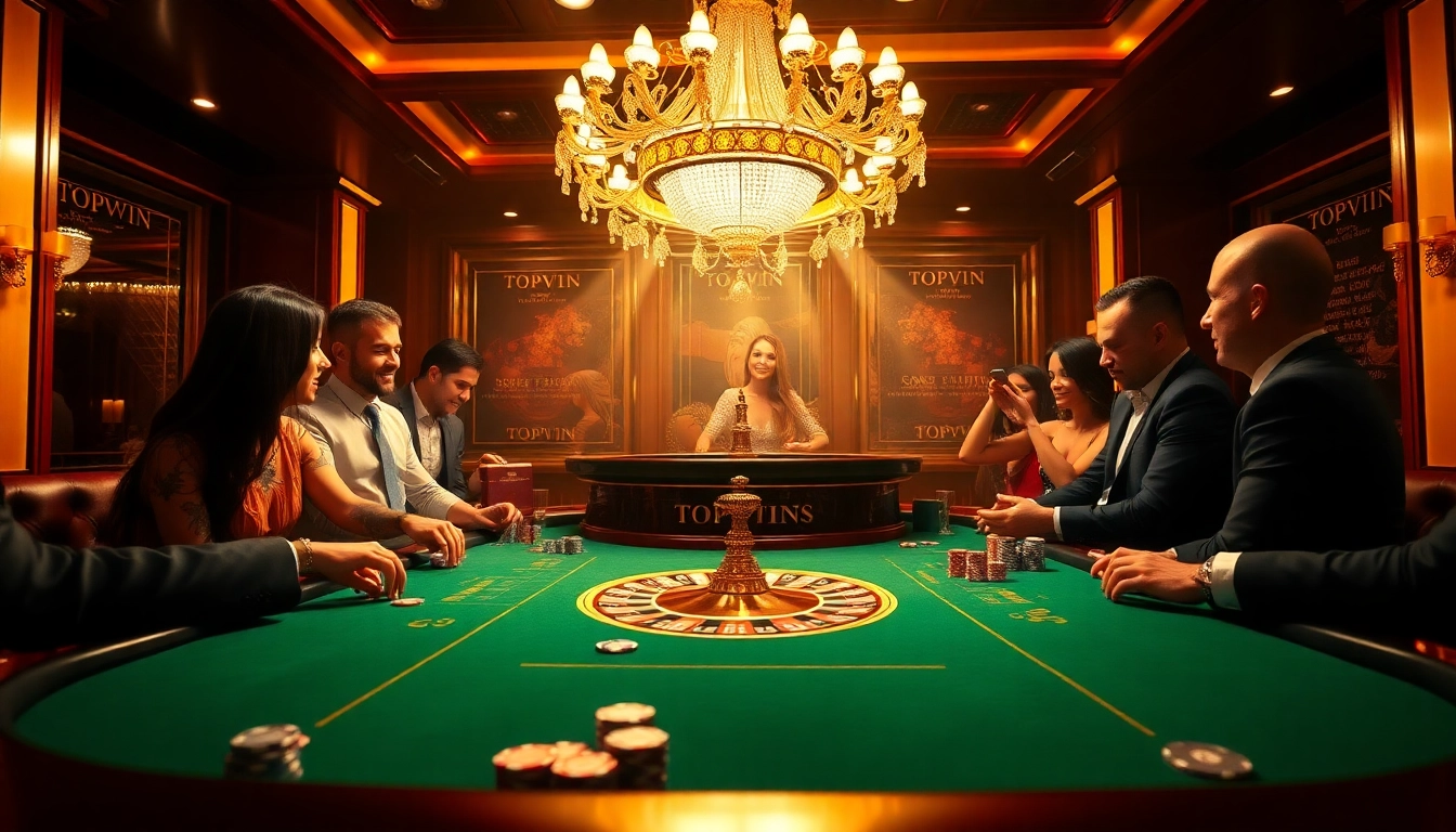 Experience the excitement of Topvin's vibrant casino gaming scene with players engaged in thrilling bets.
