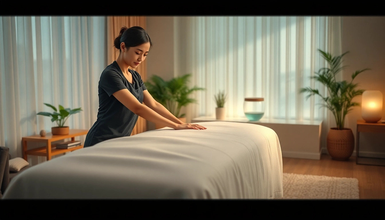 오산출장마사지 서비스용으로 젊은 마사지사와 함께하는 편안한 가정 마사지 설정