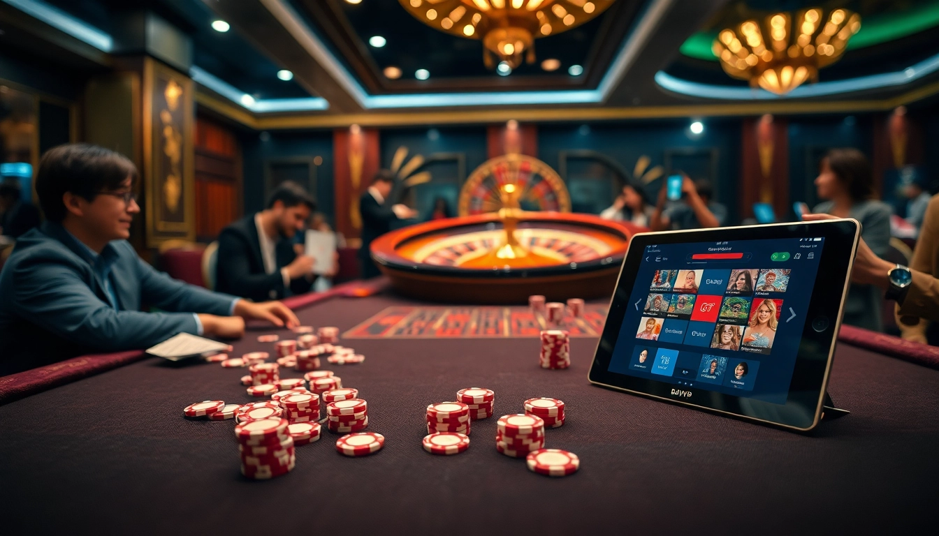 Bayvip gaming action with players excitedly betting at a luxurious casino table.